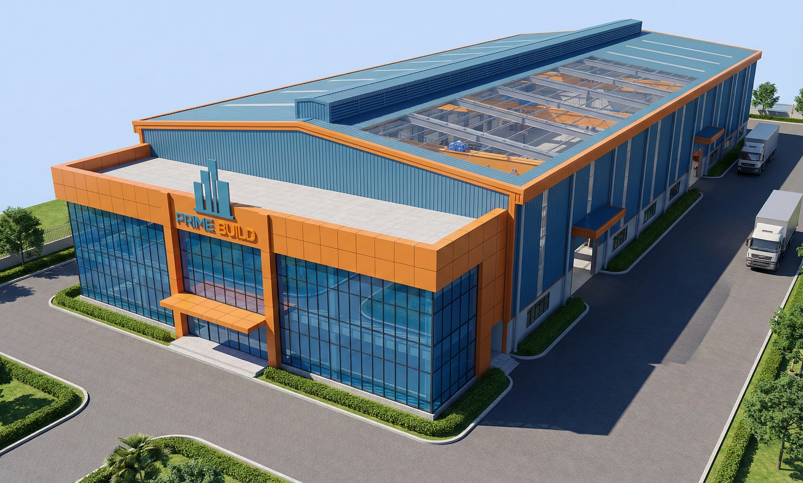 Conceptual Layout โรงงานผลิต พร้อมเครนในอาคาร