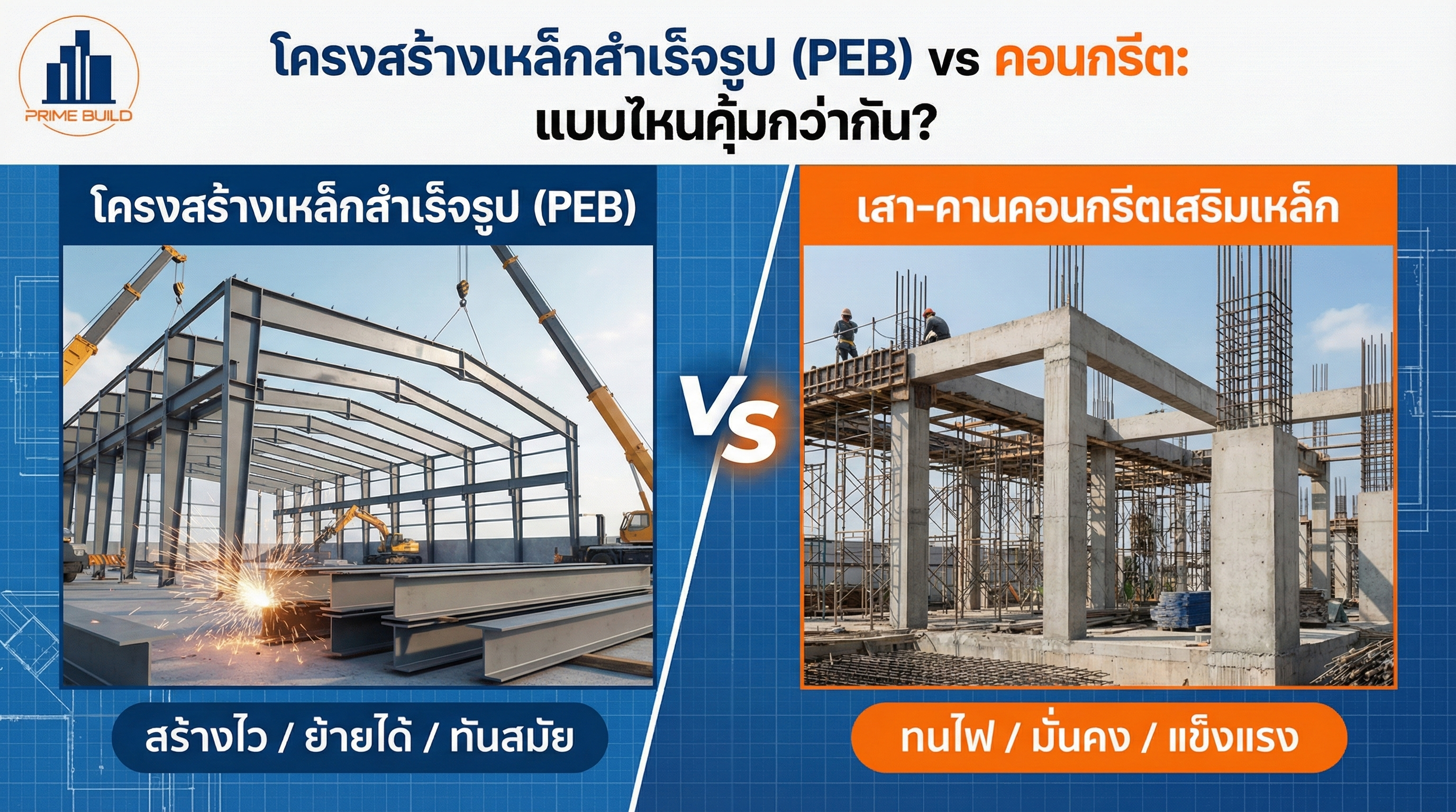PEB vs คอนกรีต: แบบไหนคุ้มกว่ากัน?