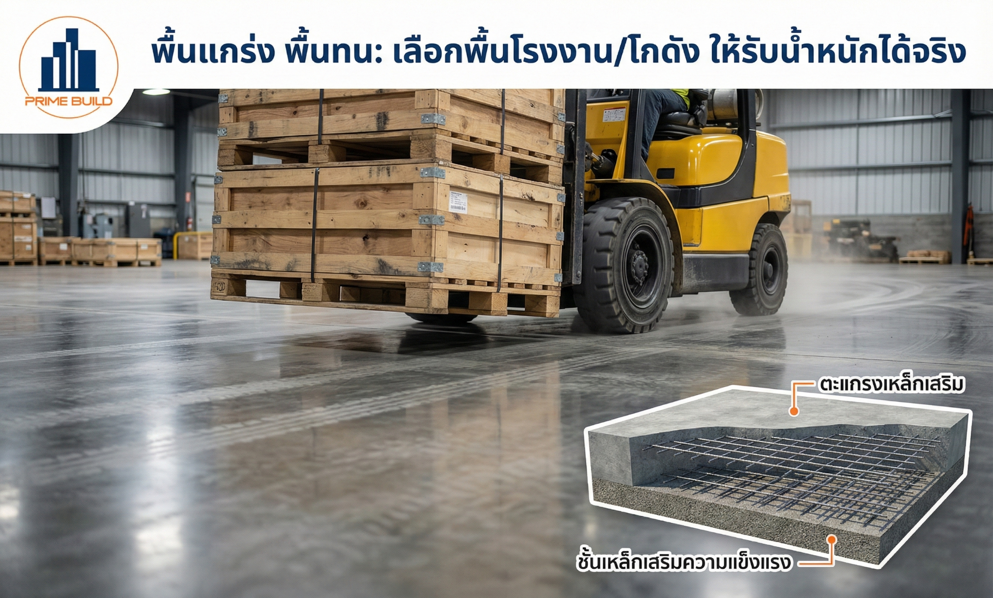 พื้นแกร่ง พื้นทน: เลือกพื้นโรงงาน/โกดัง ให้รับน้ำหนักได้จริง