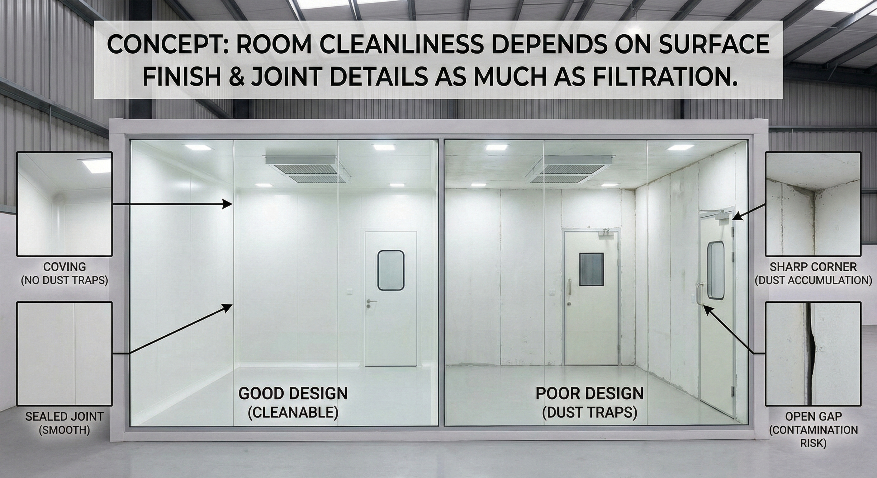 วัสดุและผิวงาน Clean Room