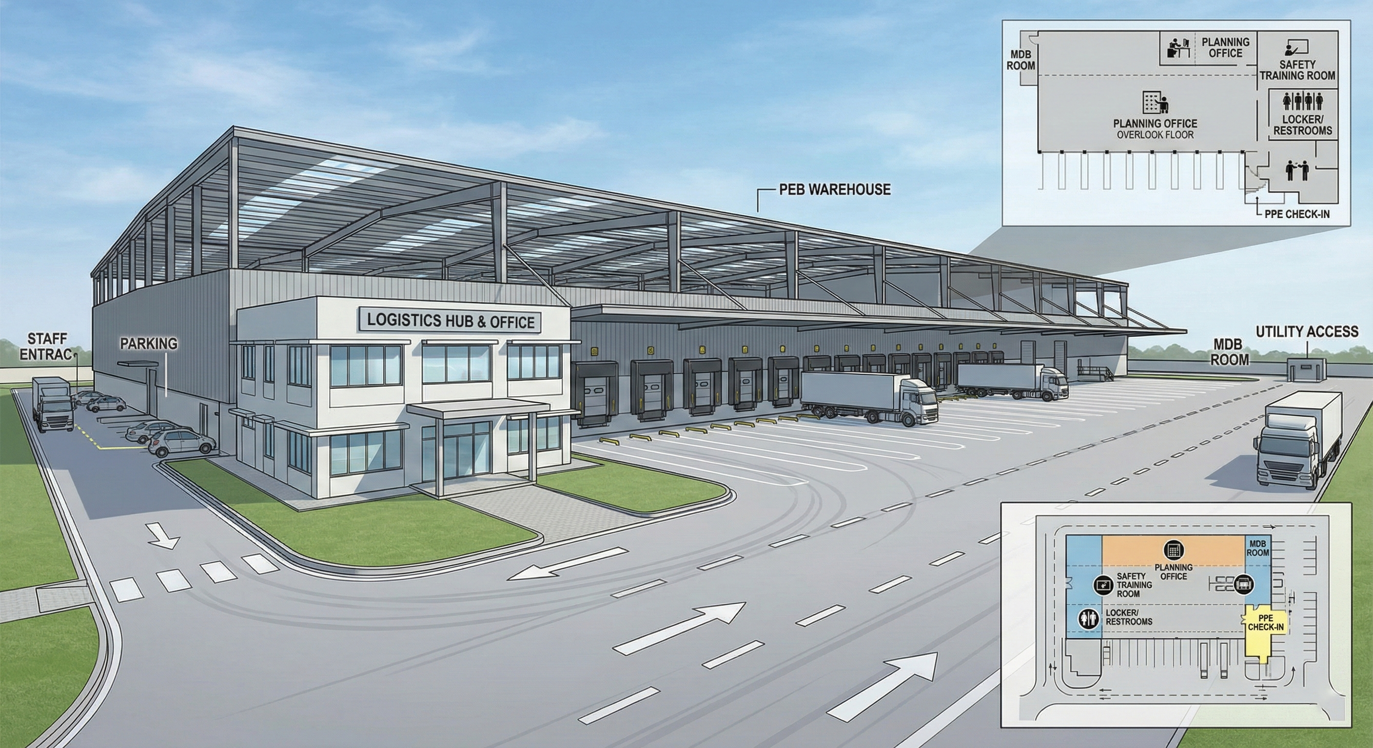 ภาพประกอบอาคารอุตสาหกรรมพร้อมออฟฟิศ