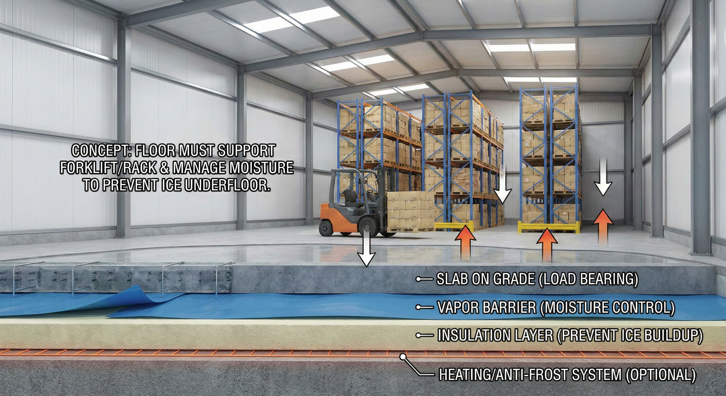 พื้นห้องเย็นต้องรองรับโหลดและควบคุมความชื้น